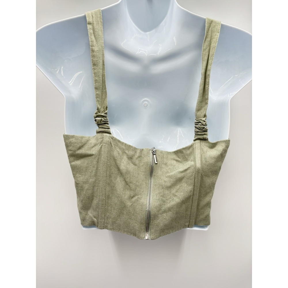Alter'd State Linen Blend Corset Crop Top Sage Green Bustier Cottagecore S - Picture 4 of 8